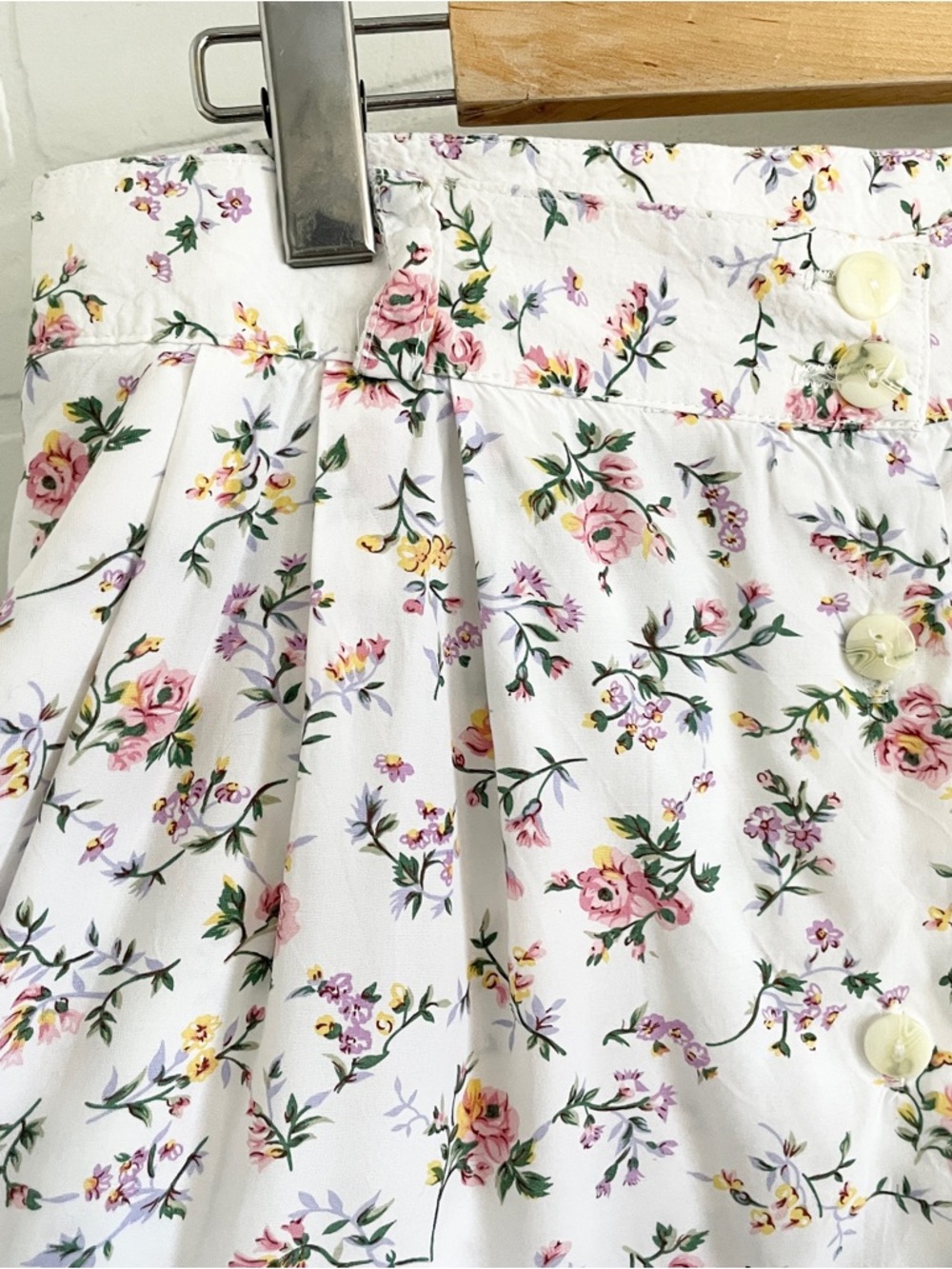 Vintage 90s Prairie Floral Button Front Midi Skirt Romantic 2 pockets Sz M/L - Picture 13 of 15